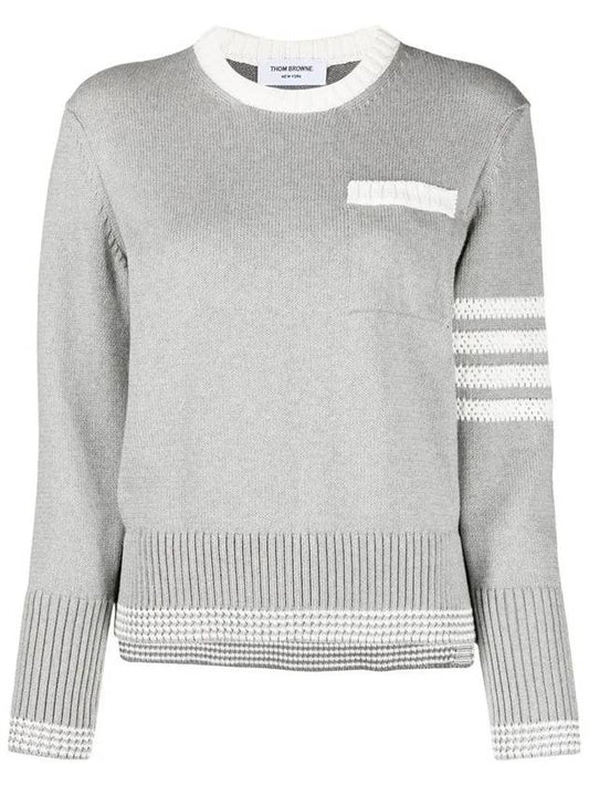 4 Bar Stripe Cotton Sweatshirt Grey - THOM BROWNE - BALAAN 2