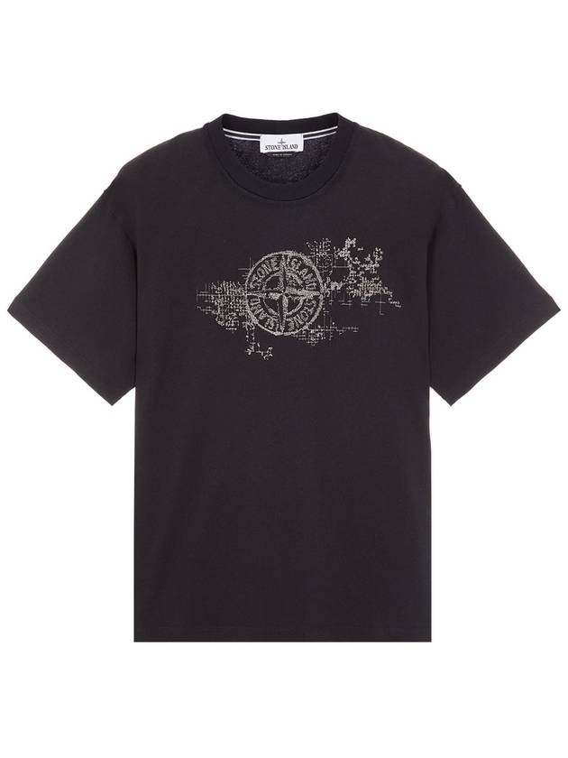 Camo Three Embroidery Regular Fit Cotton Jersey Short Sleeve T-Shirt Black - STONE ISLAND - BALAAN 2