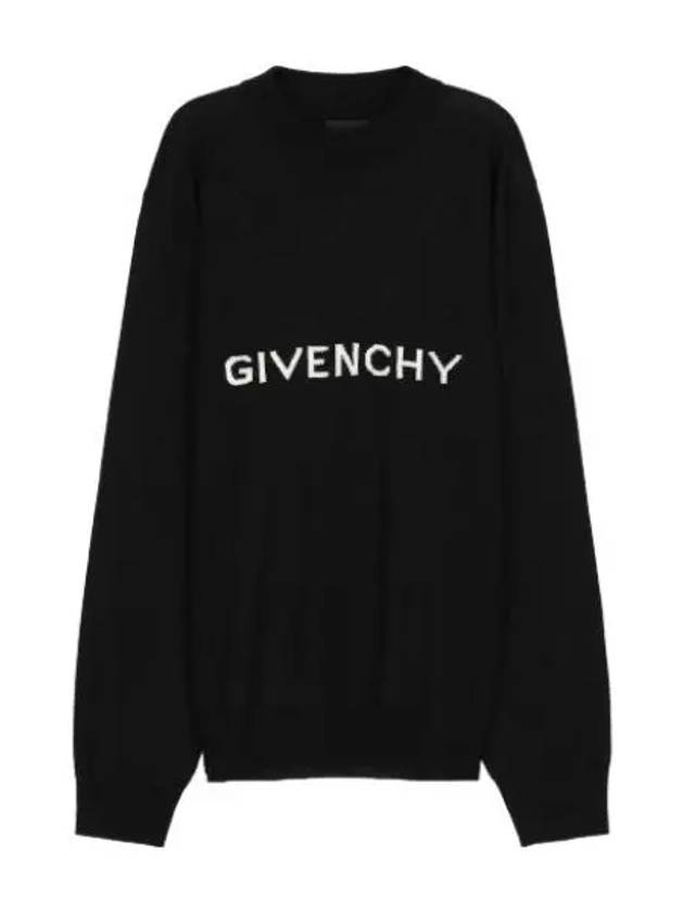 Logo jacquard wool knit black - GIVENCHY - BALAAN 1