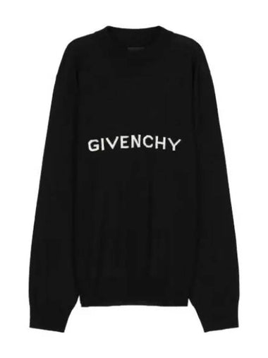 Logo jacquard wool knit black - GIVENCHY - BALAAN 1