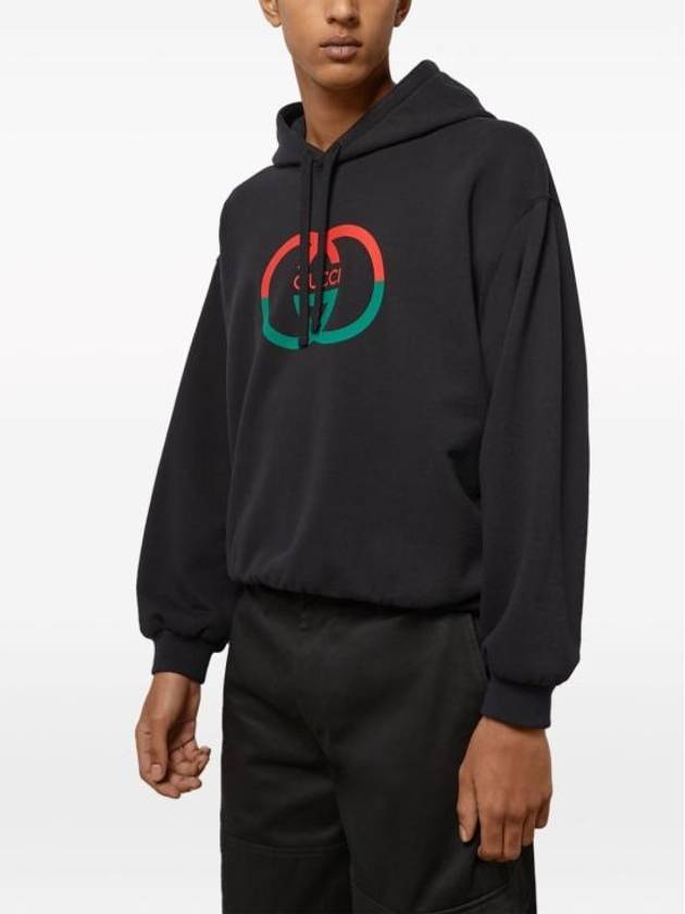 Cotton Jersey Printed Hoodie Sweatshirt Black - GUCCI - BALAAN 3