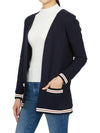 Cricket Stripe Lightweight Textured Cotton V-Neck Cardigan Navy - THOM BROWNE - BALAAN 8