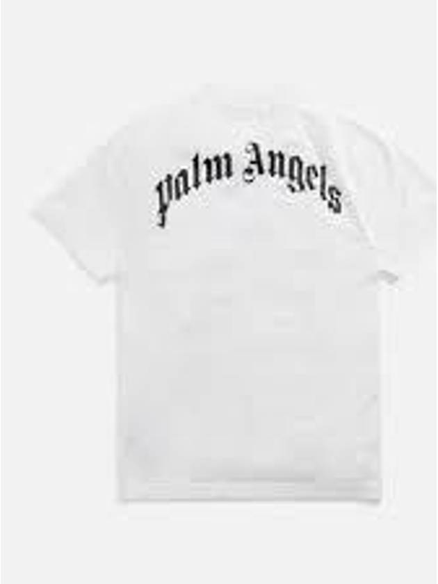 Broken Palm Print Cotton Short Sleeve T-Shirt White - PALM ANGELS - BALAAN 3