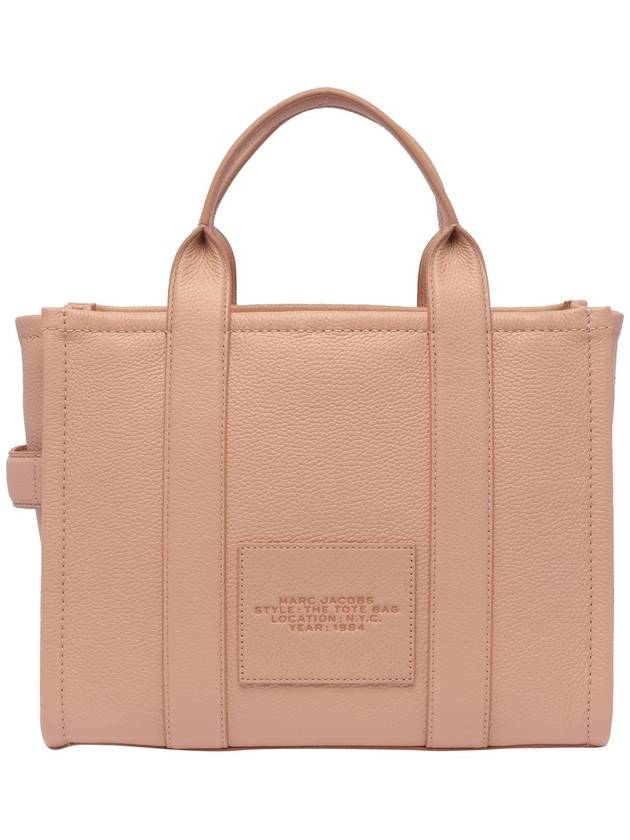 Logo Medium Leather Tote Bag Pink Rose - MARC JACOBS - BALAAN 9