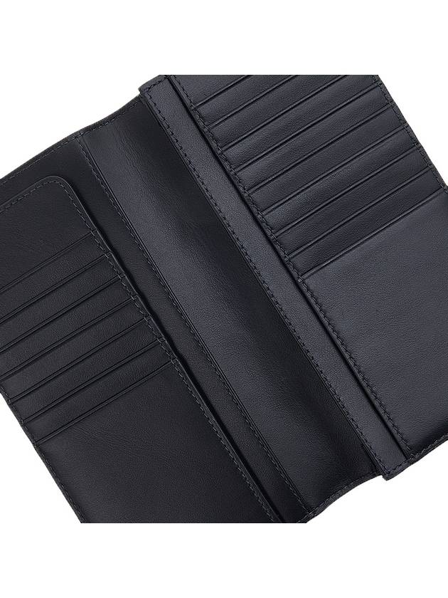 Logo Checked Leather Long Wallet Charcoal - BURBERRY - BALAAN 8