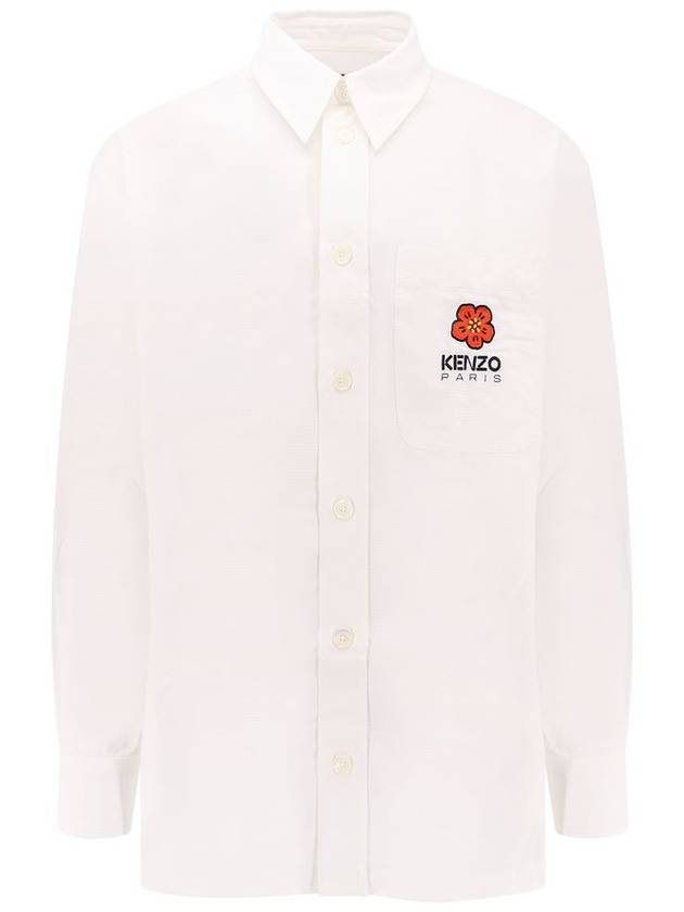 Boke Flower Embroidered Button Long Sleeve Shirt White - KENZO - BALAAN 2