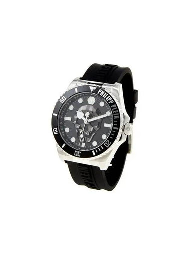 Men s Logo Bezel Silicone Strap Watch 44mm Black - PHILIPP PLEIN - BALAAN 1