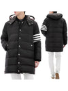 Men's 4 Bar Button Down Hooded Padding Black - THOM BROWNE - BALAAN 2