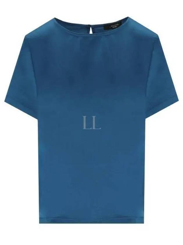 Torres Satin Jersey Short Sleeve T-Shirt Blue - MAX MARA - BALAAN 2