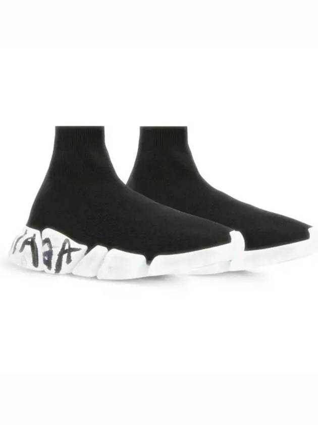 Speed ​​2.0 Graffiti Knit High Top Sneakers Black - BALENCIAGA - BALAAN 3