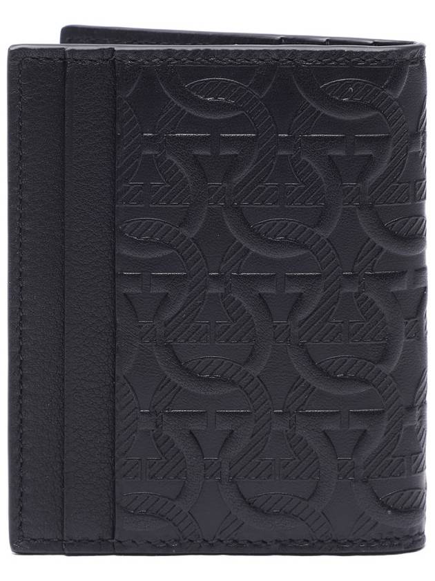 Salvatore Travel Embossed Card Holder Black - SALVATORE FERRAGAMO - BALAAN.