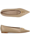 Logo Leather Ballet Flats Beige - BURBERRY - BALAAN.