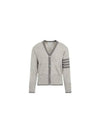 Men's Diagonal Armband Cashmere V-Neck Cardigan Beige - THOM BROWNE - BALAAN 2