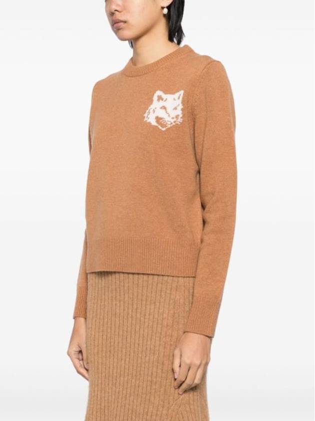 Fox Head Intarsia Knit Top Sequoia - MAISON KITSUNE - BALAAN 4