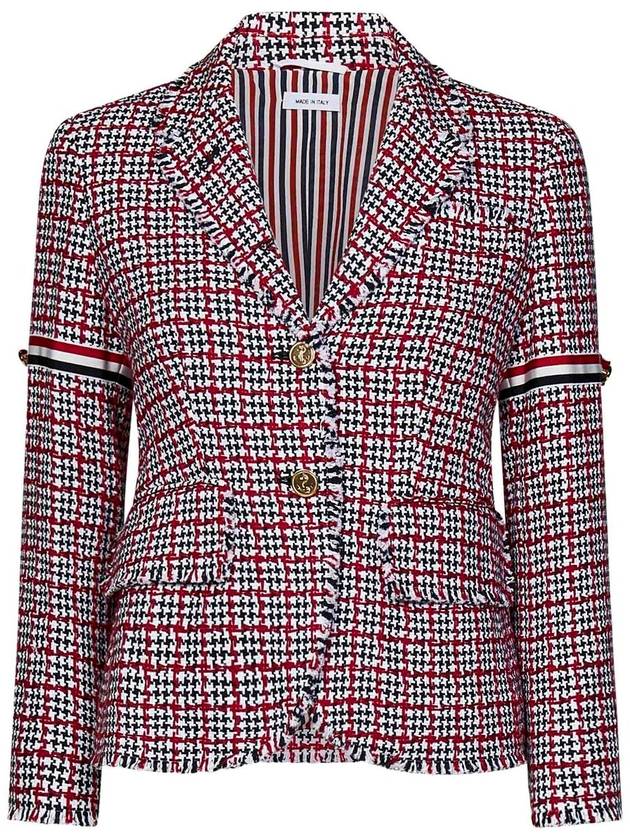 Check Pattern Tweed Jacket Red - THOM BROWNE - BALAAN 2