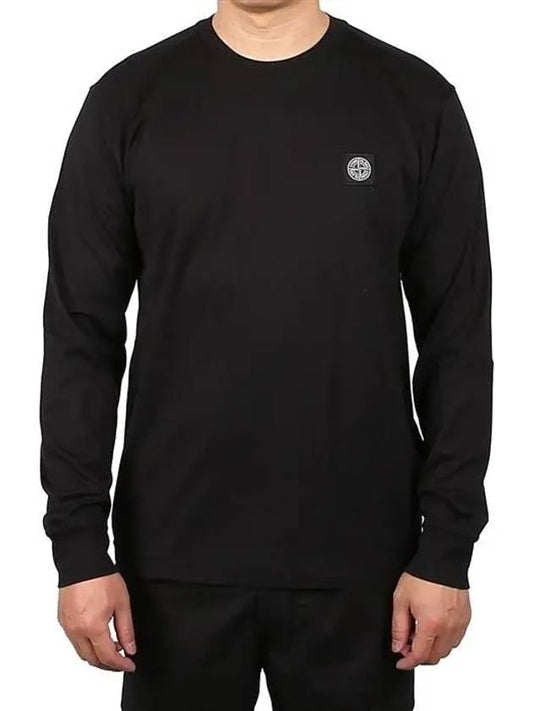 Logo Patch Long Sleeve T-Shirt Black - STONE ISLAND - BALAAN 2