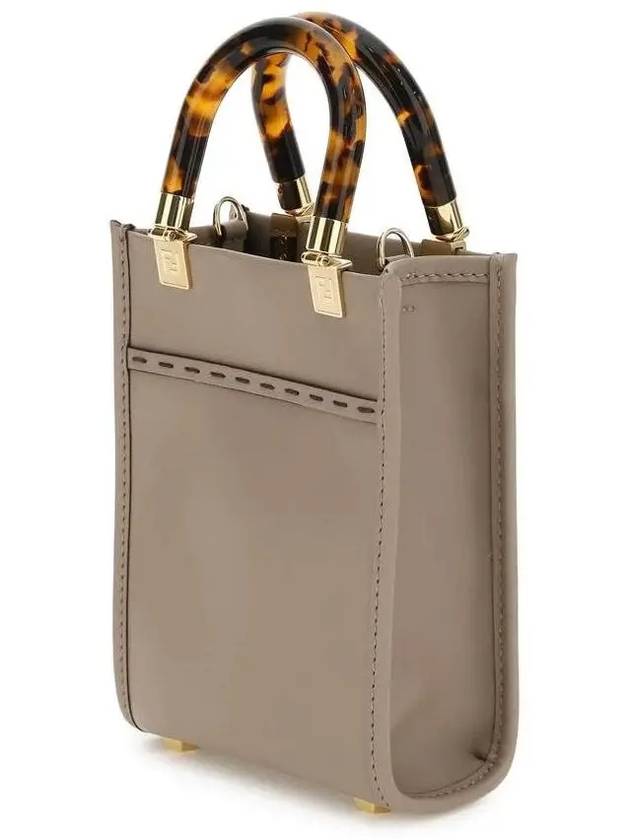 Sunshine Shopper Small Leather Tote Bag Beige - FENDI - BALAAN 4