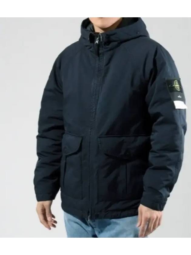 Logo David TC Down Hooded Jacket Navy - STONE ISLAND - BALAAN 2