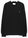 Small Heart Embroidered Logo Long Sleeve T-Shirt Black - AMI - BALAAN 4