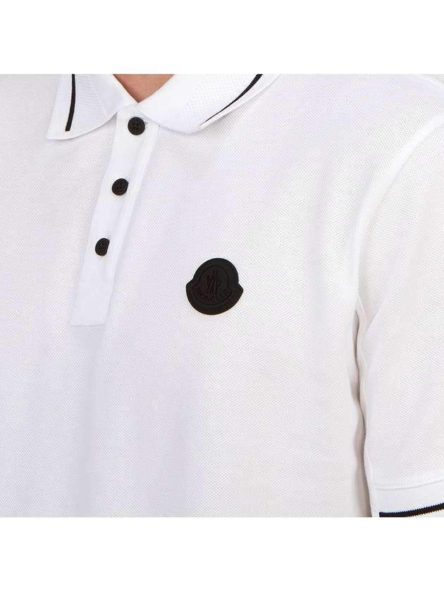 Men's Logo Patch Cotton Short Sleeve Polo Shirt Optical White - MONCLER - BALAAN 7