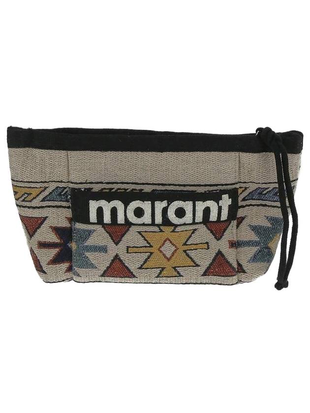 Fwoden Geometric Pattern Pouch Bag Beige - ISABEL MARANT - BALAAN 1