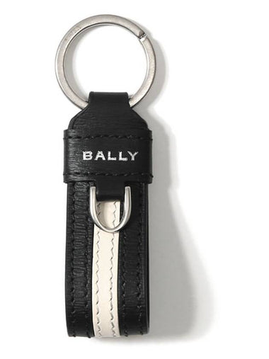 Ribbon Leather Key Holder Black - BALLY - BALAAN 1