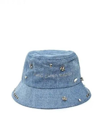 Feng Chen Wang Logo Piercing Denim Bucket Hat 271886 - FENG CHEN WANG - BALAAN 1