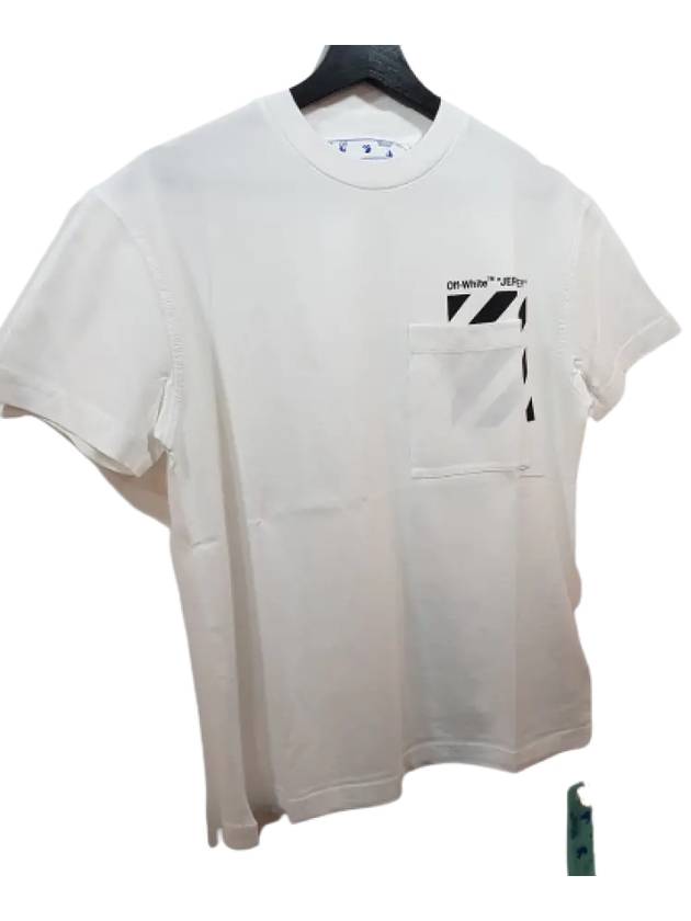 Women's Diag Logo Pocket Short Sleeve T-Shirt White - OFF WHITE - BALAAN 3