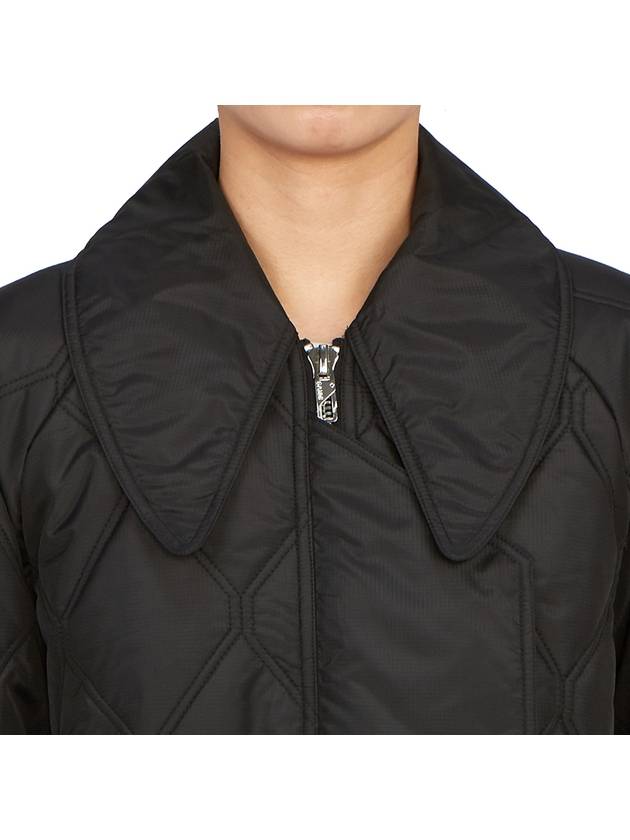 Ripstop Quilt Zip Up Jacket Black - GANNI - BALAAN 8