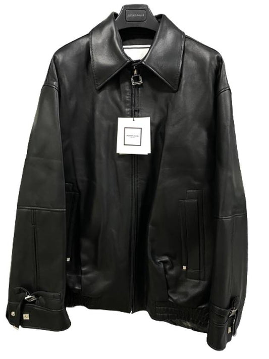 Black banding leather jacket W233LJ02654B - WOOYOUNGMI - BALAAN 1