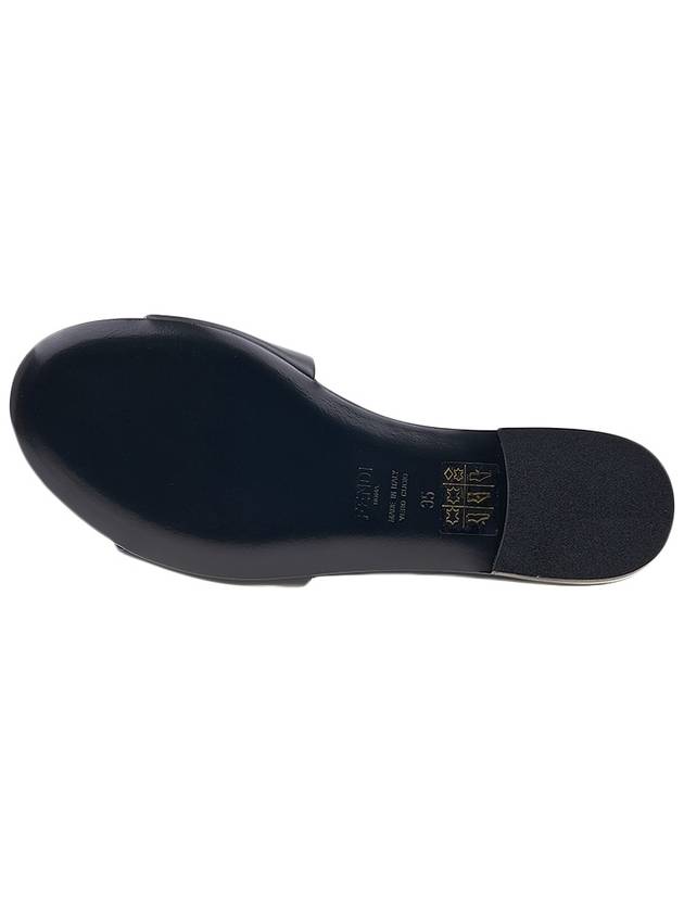 Baguette FF Logo Leather Slippers Black - FENDI - BALAAN 6