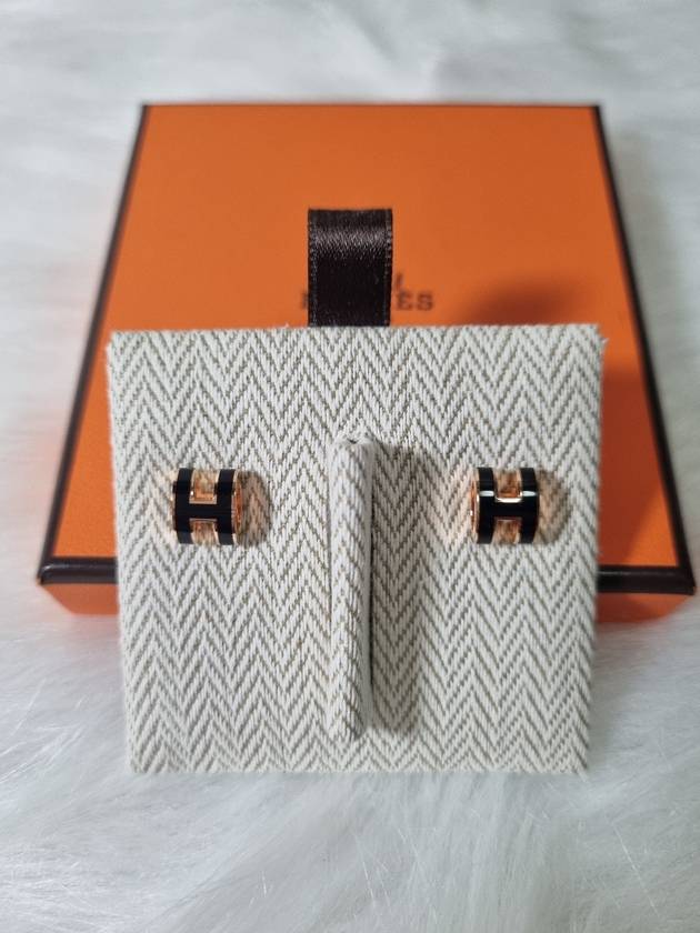 Mini Pop H Pendant Rose Gold & Noir - HERMES - BALAAN 5