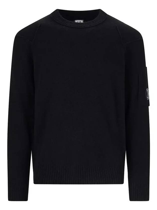 Lambswool GRS Crew Neck Knit Top Black - CP COMPANY - BALAAN 3