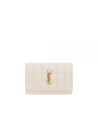 Cassandra Quilting Leather Half Wallet Blanc Vintage - SAINT LAURENT - BALAAN 1