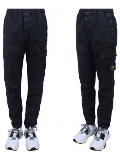 Stretch Cotton Cargo Straight Pants Black - STONE ISLAND - BALAAN 2