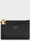 Triomphe Charms Zipper Grained Calfskin Card Wallet Black - CELINE - BALAAN 2