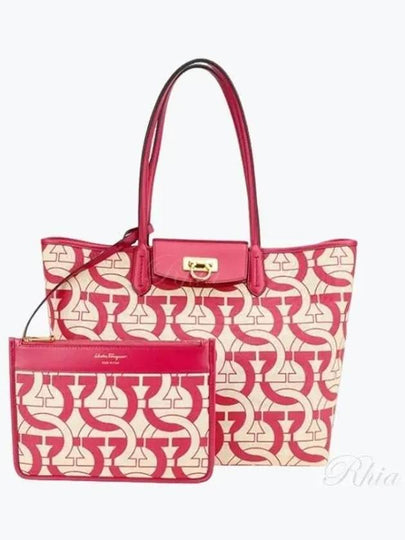 Gancini Monogram Small Tote Bag Red - SALVATORE FERRAGAMO - BALAAN 2