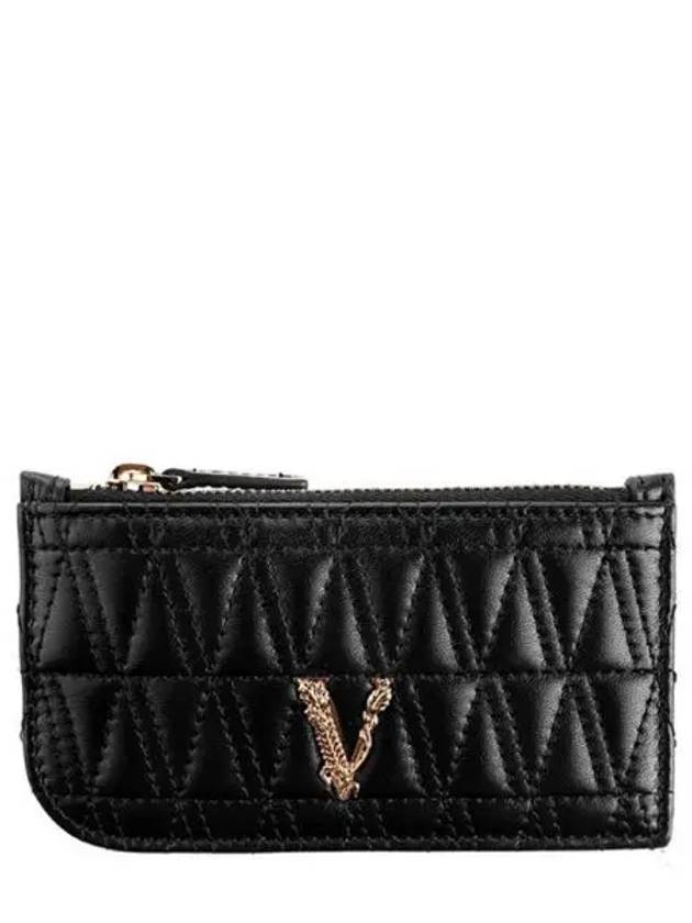 Women's Logo Leather Card Wallet Black - VERSACE - BALAAN 2