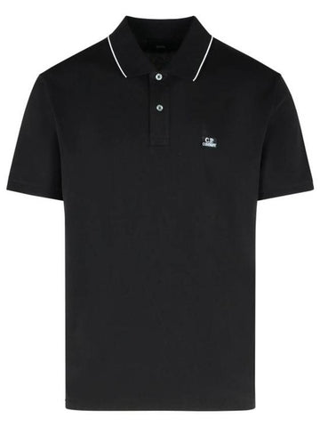 Logo Patch Polo Shirt Black - CP COMPANY - BALAAN 1