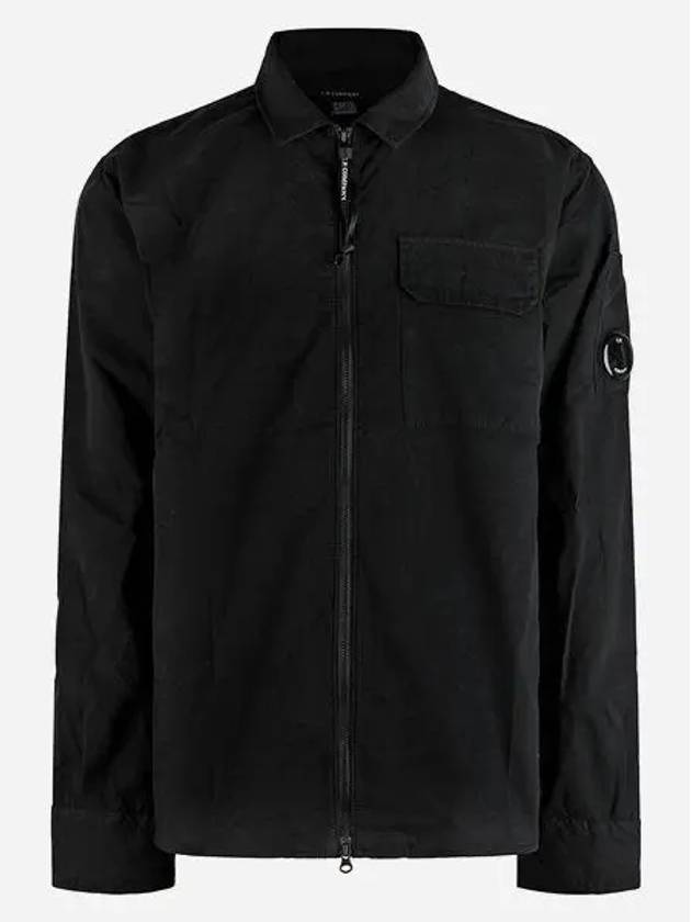 Gabardine Zip Up Long Sleeve Shirt Black - CP COMPANY - BALAAN 2