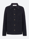 Ribbed Knit Wool Caro Jacket Navy - DIOR - BALAAN 3