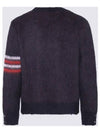 4 Bar Check Hector Jacquard Mohair Knit Top Navy - THOM BROWNE - BALAAN 3