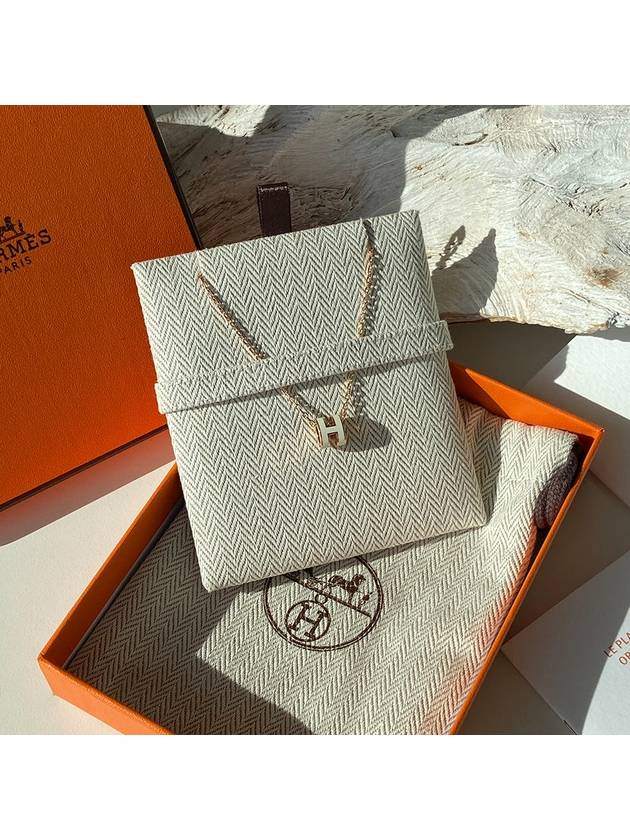 Mini Pop H Pendant Rose Gold & Blanc - HERMES - BALAAN 6