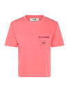 Logo Zipper Pocket Cropped Short Sleeve T-Shirt Pink - FENDI - BALAAN 1