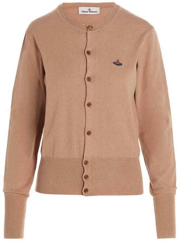 Bea Logo Cardigan Beige - VIVIENNE WESTWOOD - BALAAN 1