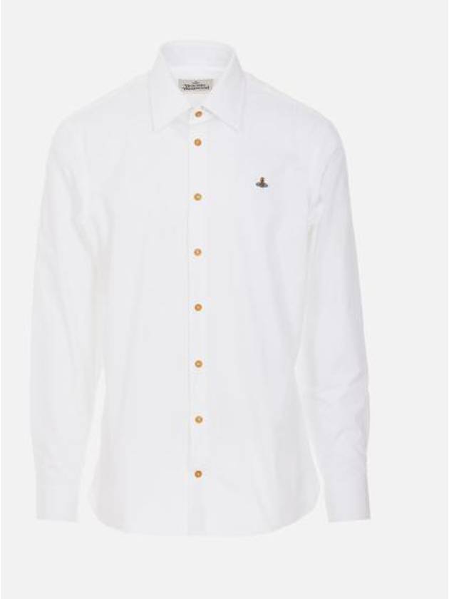 Men's Embroidered ORB Long Sleeve Shirt White - VIVIENNE WESTWOOD - BALAAN 6