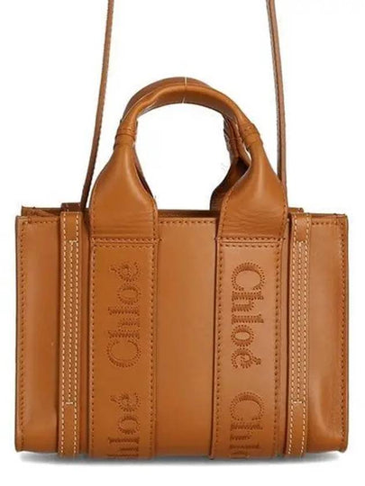 Woody Logo Calf Leather Mini Tote Bag Brown - CHLOE - BALAAN 2