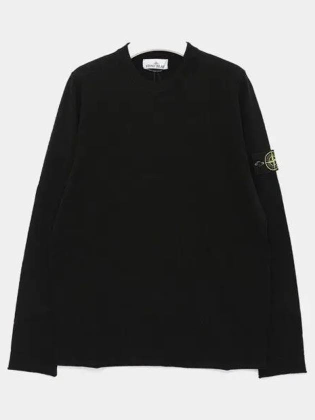 Raw Hand Cotton Crewneck Knit Top Black - STONE ISLAND - BALAAN 2