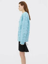 Alphabet Raised Pattern Wool Knit Top Blue - BOTTEGA VENETA - BALAAN 3