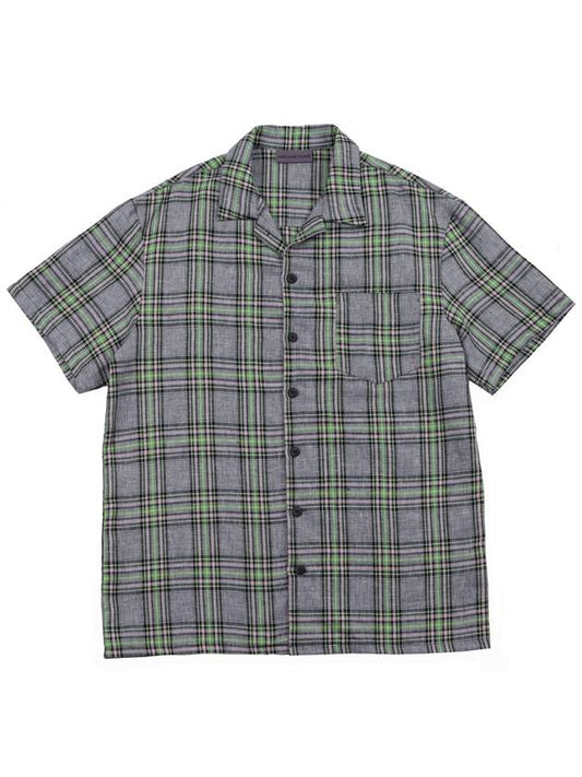 linen check half shirt - ARCANE FUNK - BALAAN 2